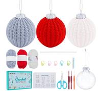 FREEBLOSS 3 Set Christmas Ball Crochet Kit Crochet Set for Beginners Adults Learn to Knitting Kits with Video Tutorial All Materials Included