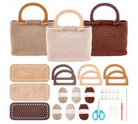 FREEBLOSS 3 Set Crochet Bag Kit for Beginners 3 Colors Tote Bag Set with Step-by-Step Video Tutorials Knitting Kit Crochet Beginners Set for Adults