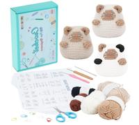 FREEBLOSS 3 Set Crochet Cat Pencil Holder Kit - Crochet Starter Kit for Beginners with Video Tutorials - Crochet Yarn and Hook Set - Non-Foldable - Whimsical Cartoon Cat Themed Craft Kit