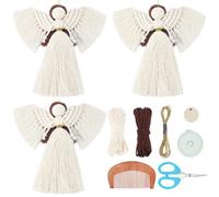 FREEBLOSS 3 Set DIY Macrame Angel Kit for Beginners With Instructions, Boho Angel Decor, Adults Craft Kit, Christmas Birthday Gift, White