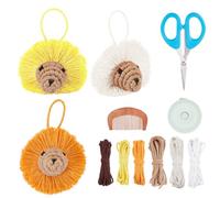 FREEBLOSS 3 Set DIY Macrame Lion Head Ornament Macrame Kits for Adults Macrame Hanging Ornament for Bedroom Macrame Supplies Kit Macrame Pendent for Phone Handbag Decor