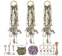 FREEBLOSS 3 Set DIY Witch Bells Kit Witches Bells with Glass Bottle Craft Kit Witchy Home Decor Witch Decor Witch Bells for Door Knob for Protection Witch Craft for Beginners