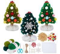FREEBLOSS 3 Set Yarn Christmas Tree Kit Christmas Tree Making Kit Christmas Tree Ornament Yarn Doll Kit with Video Tutorials Christmas Tree Decor for Bedroom Living Room
