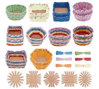 FREEBLOSS 30 Set Basket Weaving Project Introductory Sewing for Beginners Arts and Crafts Projects with Video Tutorials Assorted Basket Making Kit for Easter Eggs Gifts