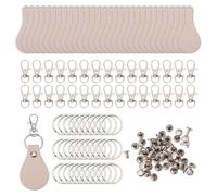 FREEBLOSS 30 Set Leather Key Fob Kit PU Leather Keychain Blanks with Rivets Laser Engraving Keychain Leather Crafting Kit Key Fob Hardware
