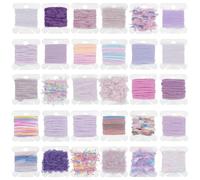 FREEBLOSS 30Pcs Art Yarns Purple Hand Spun Yarns with Bobbin 30 Styles Novelty Yarn for Knitting Weaving DIY Jewelry Making Crafts, 39.4 Yards