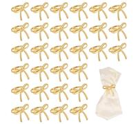 FREEBLOSS 30pcs Gold Napkin Rings Metal Bow Napkin Holder Buckles Table Setting Accessories for Party Wedding Table Decor 5.7x4.7cm/2.24x1.85"