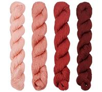 FREEBLOSS 4 Pcs Sashiko Thread Sashiko Skein 100 M*4 Colors(Red) Cotton Embroidery Thread Japanese Quilting & Embroidery Sashiko Kit Supplies Sewing Thread