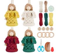 FREEBLOSS 4 Set Angel Macrame Kit for Beginners Boho Christmas Macrame Ornaments Angel Wings Kit with Instruction Handmade Wall Hanging for Home Party Decor