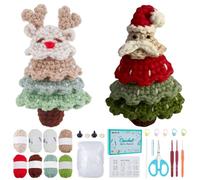 FREEBLOSS 4 Set Christmas Tree Crochet Kit Santa Claus Crochet Set for Beginners Adults Learn to Knitting Kits with Video Tutorial All Materials Included