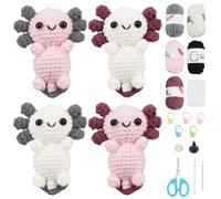 FREEBLOSS 4 Set Crochet Kit Crochet Axolotl Crochet Yarn and Hook Set Crochet Starter Kit with Instruction Crochet Animal Kit Crafts for Adults Beginners Craft Enthusiast