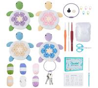 FREEBLOSS 4 Set Crochet Kit for Beginners Crocheting Animals Kits Crochet Turtle Keychain Kit Crochet Granny Squares with English Instructions Complete Crocheting Crafts for Adults
