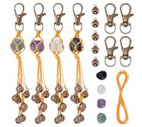FREEBLOSS 4 Set Crystal Witch Bells Keychain Kit DIY Witch Wind Chimes for Protection Witchcraft Supplies for Beginners Witchy Decor Hanging Bell Keychain Ornament