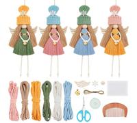 FREEBLOSS 4 Set DIY Macrame Angel Kit Macrame Fairy Kit Macrame Kit for Beginners with Instructions Macrame Hanging Ornament Macrame Hanging Decor