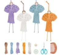 FREEBLOSS 4 Set DIY Macrame Kit Angel Wall Hanging Boho Macrame Angel DIY Christmas Macrame Kits for Adult Beginners Macrame Woven Wall Hangings with Instruction for Living Room Bedroom