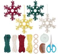 FREEBLOSS 4 Set DIY Macrame Snowflake Kit Christmas Macrame Ornaments Woven Wall Hanging Kit with Instruction Christmas Handmade Wall Hanging for Home Birthday Wedding Party Decor