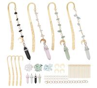 FREEBLOSS 4 Set DIY Metal Bookmarks Clips for Making Bookmark Book Marks Women Gift Crystal Pendant Style Metal Bookmark Craft Kit Metal Bookmarks for Book Lovers Friend Gift
