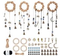 FREEBLOSS 4 Set DIY Witch Bells for Home Protection Devil's Eye Witches Bells Kit Witchy Decor Wall Hanging Witchcraft Kit Decor Witchcraft Supplies Kit for Door Hanger Porch