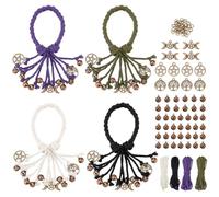 FREEBLOSS 4 Set DIY Witch Wind Chimes Witch Bells Kit Cotton Cord Witch Craft Kit Witchy Home Decor Witch Decor Witch Bells for Door Knob for Protection Witch Craft Macrame Kit for Beginners