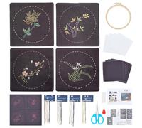 FREEBLOSS 4 Set Embroidery Coaster Kit Embroidery Kit for Beginners with Instructions Coaster Making Kit Hand Embroidery Kit DIY Embroidered Coasters Cross Stitch Kit