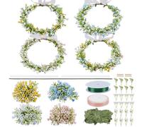 FREEBLOSS 4 Set Make Your Own Flower Crown Crafting Kit DIY Flower Crowns Kit Wreath Headbands and Bracelets for Wedding Bridal Floral Crown Garland