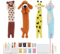 FREEBLOSS 4 Set Needle Felting Kit Animals Needle Felting Bookmarks Kit with Instructions for Beginners Creative Handmade Felt Bookmarks Gift for Book Lovers