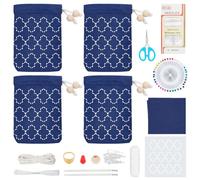 FREEBLOSS 4 Set Sashiko Bag Kit DIY Sashiko Bag Making Kit Contains Detailed Stencils and Tutorials Beginner Friendly Create a Personalized Fashion Accessory Feel The Joy of Crafting