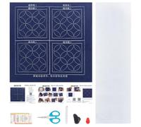 FREEBLOSS 4 Set Sashiko Coaster Sashiko Kit with Full Sashiko Supplies Embroidery Practice Kit Sashiko Thread and Needles Hand Sewing Kit for Adults Beginners Instructions Included