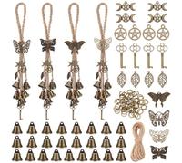 FREEBLOSS 4 Set Witch Bells DIY Kit for Door Knob Witch Bell Witchcraft Kit Butterfly Witchy Decor Positive Hanging Wiccan Wind Chimes Witchcraft Supplies Witches Protection Bells