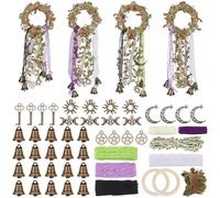 FREEBLOSS 4 Set Witch Bells DIY Kit for Door Knob Witch Bell Witchcraft Kit Lace&Leaves Witchy Decor Positive Hanging Wiccan Wind Chimes Witchcraft Supplies Witches Protection Bells