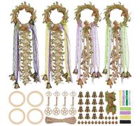 FREEBLOSS 4 Set Witch Bells DIY Kit for Door Knob Witch Bell Witchcraft Kit Lace&Twine Witchy Decor Positive Hanging Wiccan Wind Chimes Witchcraft Supplies Witches Protection Bells