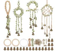 FREEBLOSS 4 Set Witch Bells DIY Kit for Door Knob Witch Bell Witchcraft Kit Wax Twine Witchy Decor Positive Hanging Wiccan Wind Chimes Witchcraft Supplies Witches Protection Bells