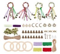 FREEBLOSS 4 Set Witch Bells DIY Kit for Door Knob Witch Bell Witchcraft Kit Witchy Decor Positive Colors Hanging Wiccan Wind Chimes Witchcraft Supplies Witches Protection Bells for Adults Beginners