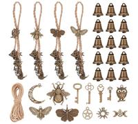 FREEBLOSS 4 Sets DIY Witch Bells Kit Animals Theme Witch Wind Chimes Windchimes Outdoors Witchy Home Decor Witch Decor Witch Bells for Door Knob for Protection Witch Craft for Beginners