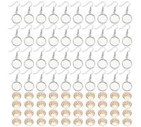 FREEBLOSS 40 Set Unfinished Earrings Blanks Earring Trays Set Iron Embroidery Earring Pendant Base for Needlepoint with Iron Mesh Earrings Pendant Tray for Women Jewelry Making(Silver)
