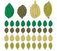 FREEBLOSS 40Pcs Crochet Leaves Applique Crochet Handmade Leaf Embellishments Sew On Patches Knitted Handmade Appliques for Clothes or Arts Crafts DIY Decor 4 Colors/1.4''*1''