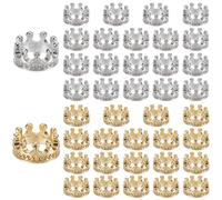 FREEBLOSS 40Pcs Dollhouse Mini Crown Metal Mini Doll Crown Gold&Silver Tiny Miniature Crowns with Stars Princess Cake Topper Dolls Headwear Accessories 0.43"W × 0.24"H