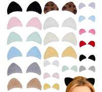 FREEBLOSS 40Pcs Felt Cat Ears Applique Plush Fox Furry Ear Patches DIY Photocard Holder Accessories for Hair Clip Cat Headband Craft Halloween Costume Cosplay Headwear 1.6 * 1.2 inch/2.5 * 2 inch