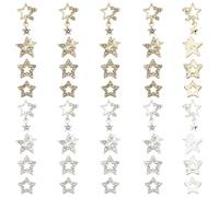 FREEBLOSS 40Pcs Star Acrylic Nail Charms Silver Star Nail Charms Nail Art Charms Shiny Charms for Nail