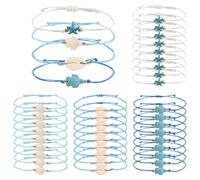 FREEBLOSS 40pcs Starfish Seashell Beach Bracelets Adjustable Ocean Coastal String Bracelets with Turtle Charms Under The Sea Party Favors for Women Family Friends Summer Beach Party Supplies