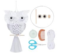 FREEBLOSS 41CM DIY Macrame Owl Kit with Instructions Macrame Wall Hanging Ornament Boho Wall Hanging Decor Pure White Macrame Tapestry Gift for Macrame Kit for Beginners