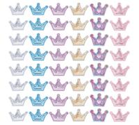 FREEBLOSS 48 Pcs Crown Sequin Decorative Patches 6 Colors Crown Iron on Patches Crowns Sequin Applique for Clothes Jeans Jackets Backpack DIY Decoration