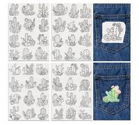 FREEBLOSS 48Pcs Water Soluble Stabilizer Embroidery Cactus Succulent Plant Pattern Embroidery Stabilizer Adhesive Stick and Wash Away Embroidery Stabilizer for Hats Gloves Clothing Repair