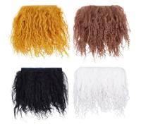 FREEBLOSS 4Pcs DIY Doll Hair Wefts 4 Colors Doll Wig Mini Wool Curls Hair for Rerooting Dolls Making Arts Supplies, Age 14+