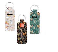 FREEBLOSS 4PCS Lipstick Balm Holder for Women, Cute Chapstick Holder Keychain Chicken and Flowers Lip Balm Keychain 1.5'' x 3.8''