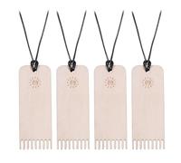 FREEBLOSS 4Pcs Macrame Fringe Comb Brush Mini Macrame Brush for Tassels Cotton Cord Comb for Weaving Cotton Rope Open Knot Combs with Lanyard for Weaving Craft Adults