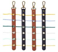 FREEBLOSS 4Pcs PU Leather Yarn Organizers 6 Holes Yarn Splitting Tools with Clasp for Yarn Bag 2 Colors Knitting Yarn Tender Crochet Yarn Divider for Crocheting Knitting On The Go, 10'' Long