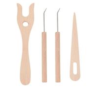 FREEBLOSS 4pcs Wood Knitting Fork and Needle Kit Fork Type Wooden Knitting Tools Wooden Knitting Fork Big Eye Needle Portable Knitting Fork Set Easy Knitting Tool