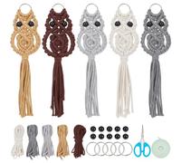 FREEBLOSS 5 Set DIY Macrame Owl Keychain Kits Owl Macrame Kit Macrame Keychain with Video Tutorial Macrame Kits for Beginners Boho Macrame Keychain Kit for Car Key Purse Phone Wallet Charm