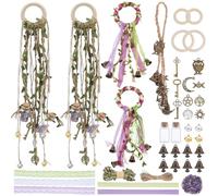 FREEBLOSS 5 Set DIY Witch Bells Kit Witches Bells with Glass Bottle Lace Craft Kit Witchy Home Decor Natural Rope Witch Bell for Door Knob for Protection Witch Craft for Beginners